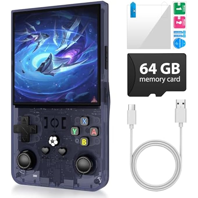 R36 MAX RETRO HANDHELD GAME CONSOLE, VIDEO GAME CONSOLE WITH 64G BUILT-IN 18000+ GAMES, 4000MAH RECHARGEABLE, SUPPORT 30+ SIMULATORS, LINUX SYSTEM, 4.0 INCH IPS SCREEN PORTABLE POCKET ARCADE, GRAY - Image 2