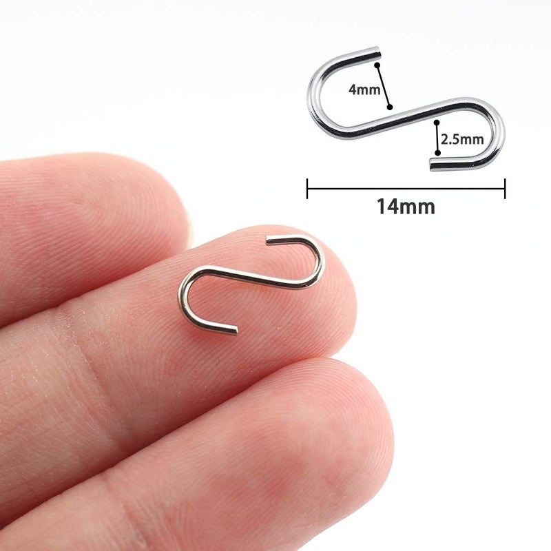 Rhinocats S Hooks  Small S Hooks Mini S Hooks  100 Pack Stainless S Shaped Hooks  14Mm Length  Heavy Duty For Hanging - Image 2