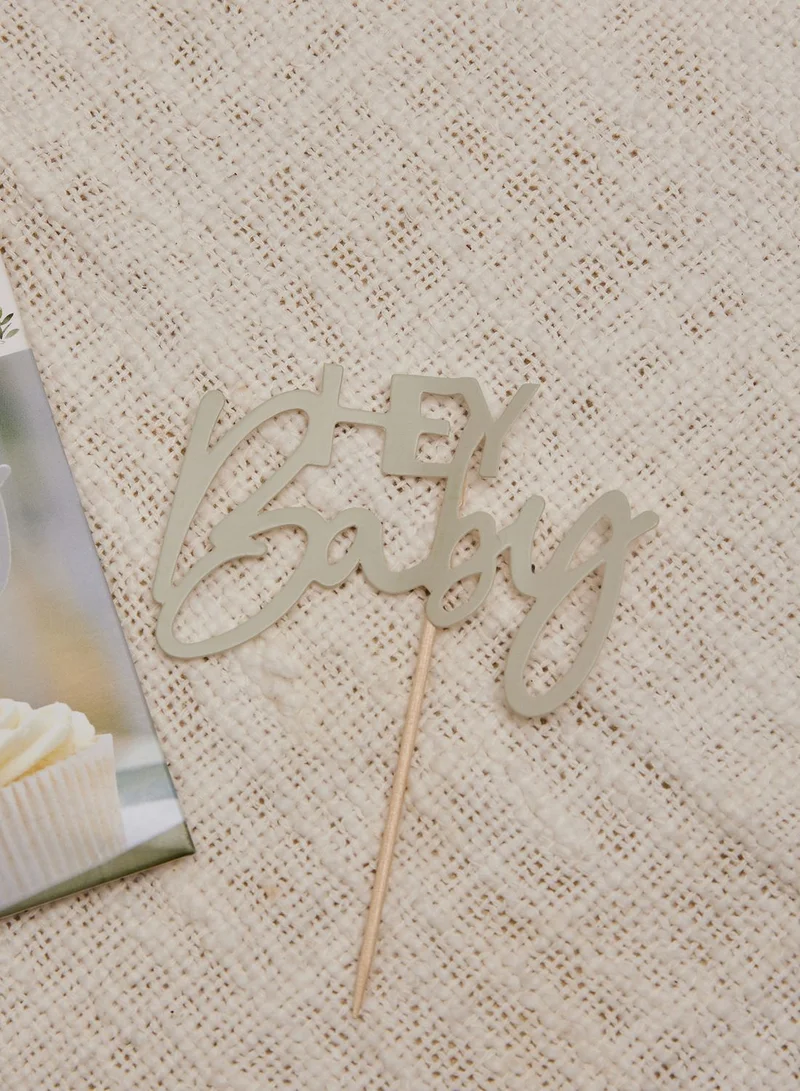Ginger Ray Cupcake Topper- Hey Baby - Green And Nude
