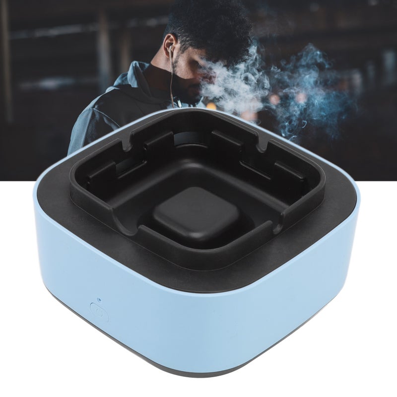 Smokeless Ashtray Multifunctional Anti Fly Dust 2 in 1 Negative Ion Air Fresher for Home Blue - Image 1