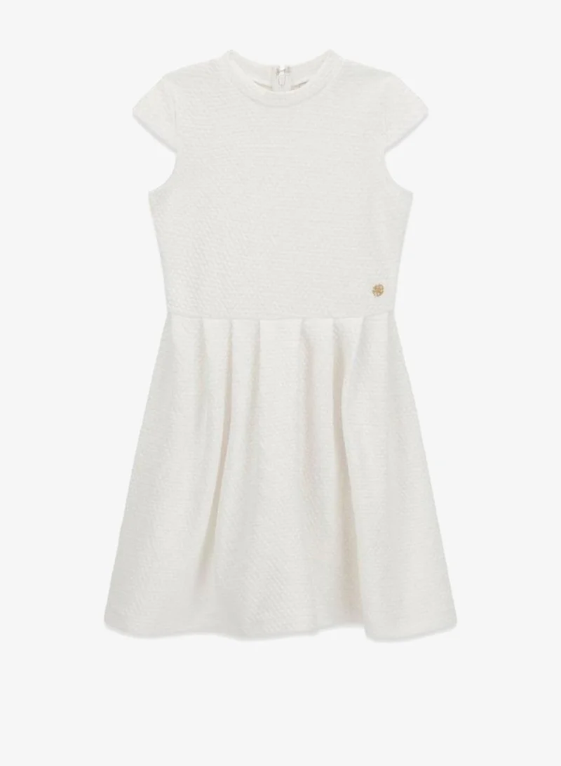 جس فستان ميدي قصير الأكمام محبوك بقصة واسعة للشباب