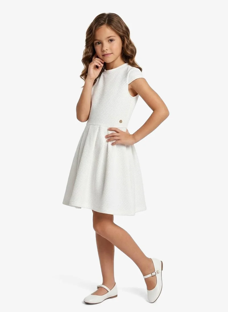 جس فستان ميدي قصير الأكمام محبوك بقصة واسعة للشباب