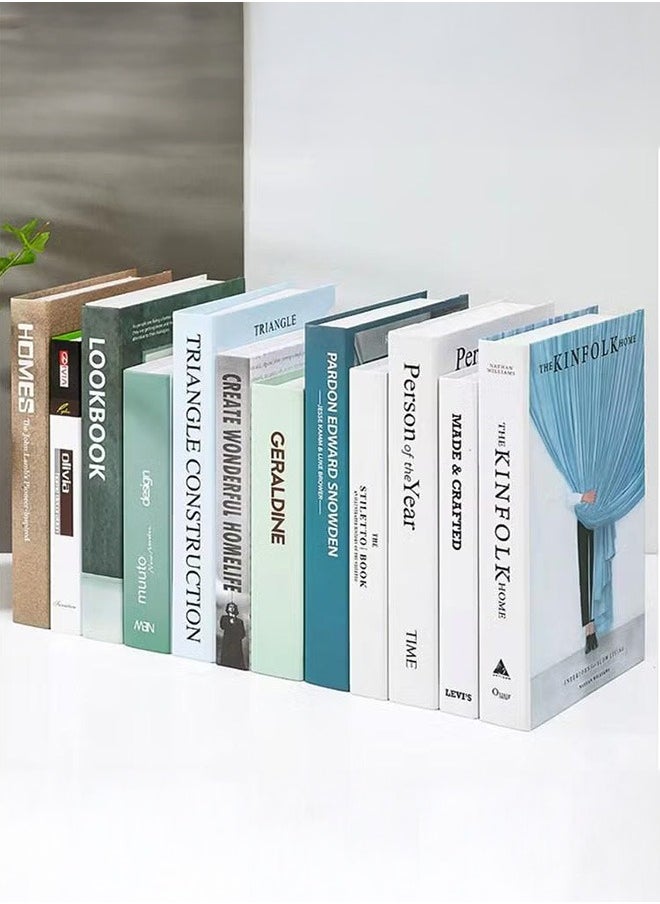 XiuWoo Decorative Books Set 12 Pcs Fashion Fake Book Modern Hardcover Decoration for Home Office Bar Table Shelf, Free Assemnly, Blue  - Image 1