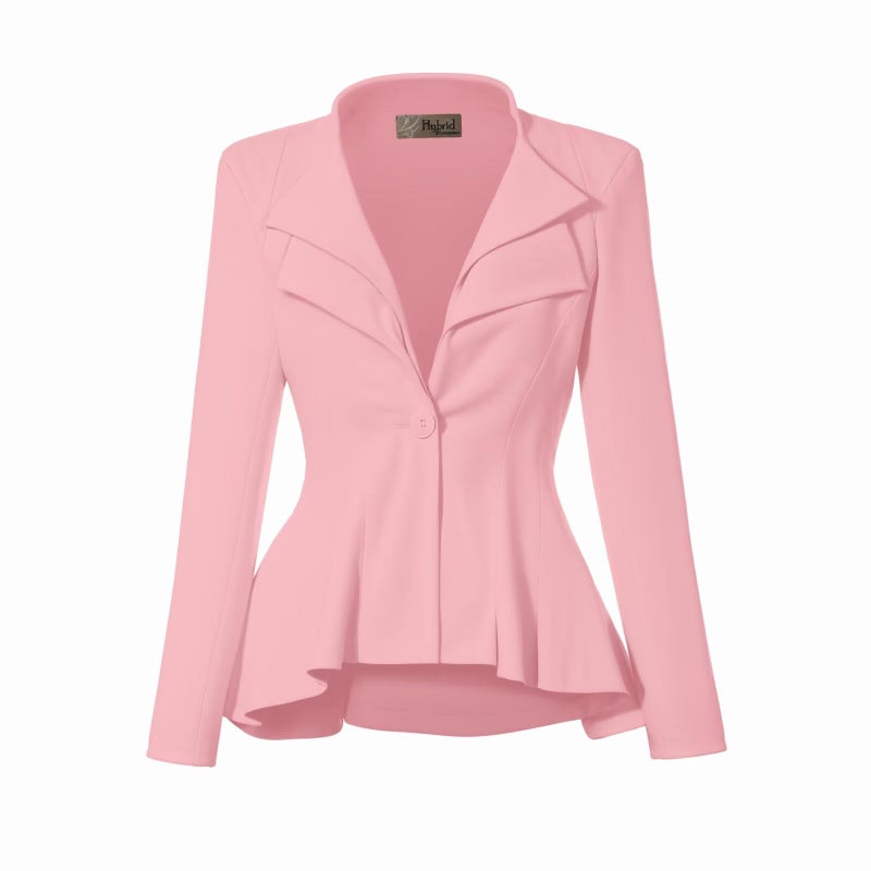 Hybrid & Company Hybrid Company Women Double Notch Lapel Office Hot Pink Blaze JK43864 1073T Blush L