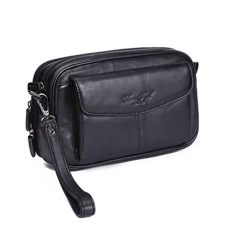 Hebetag Hebetag Leather Clutch Purse Long Wallet for Men Cell Phone Organizer Holder Wrist Bag Day Pack Business Handbag  - Image 1