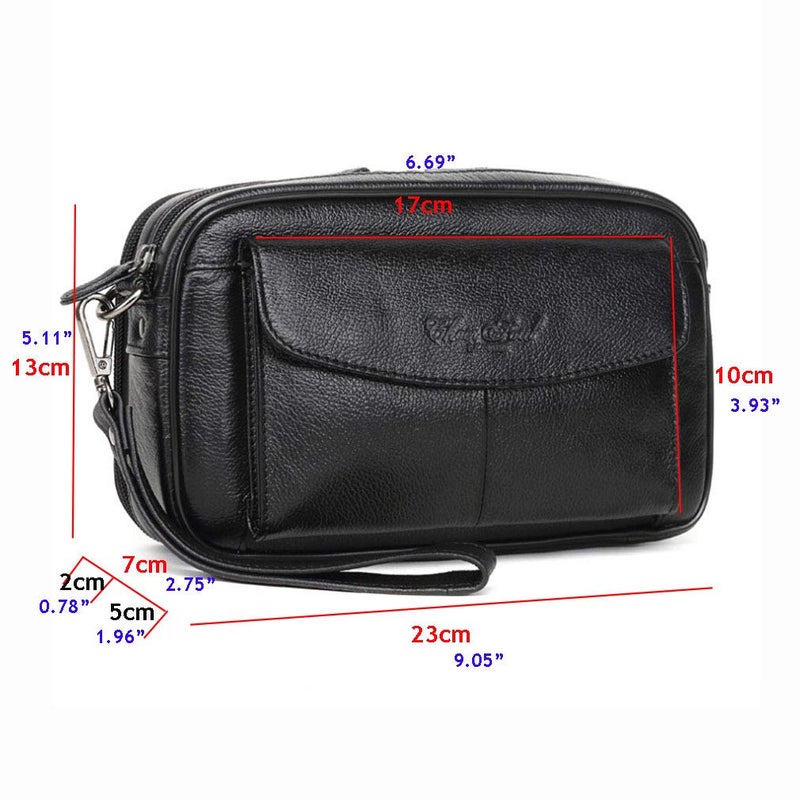 Hebetag Hebetag Leather Clutch Purse Long Wallet for Men Cell Phone Organizer Holder Wrist Bag Day Pack Business Handbag  - Image 2