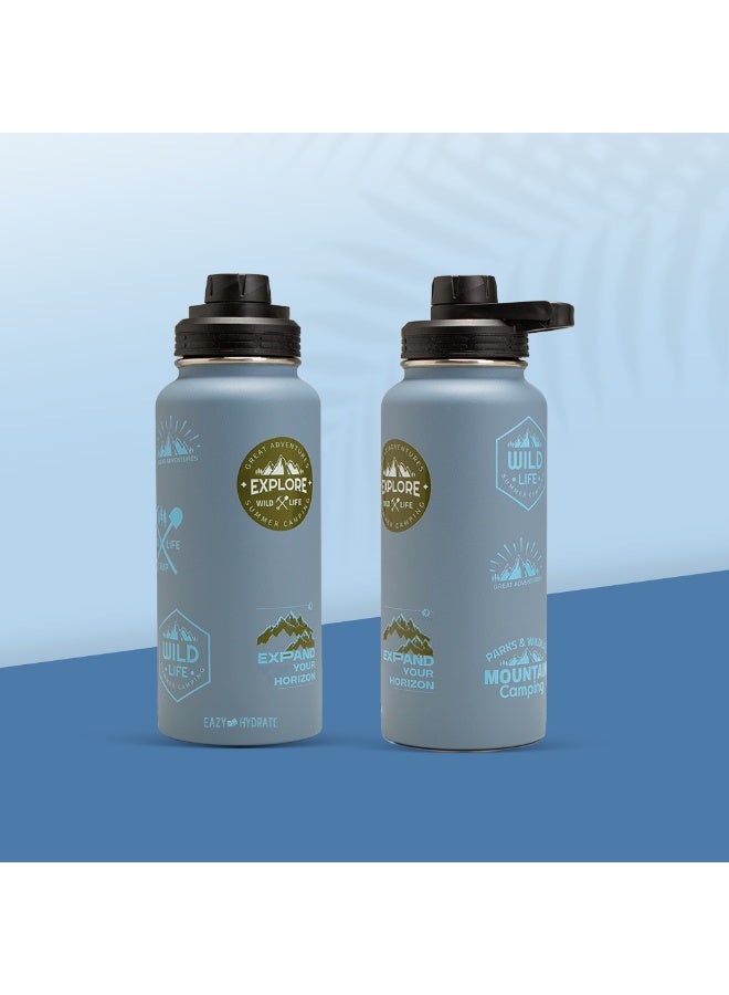Eazy Kids - Water Bottle Explorer w/ Travel Sling Bag, 950ml Blue - Image 5