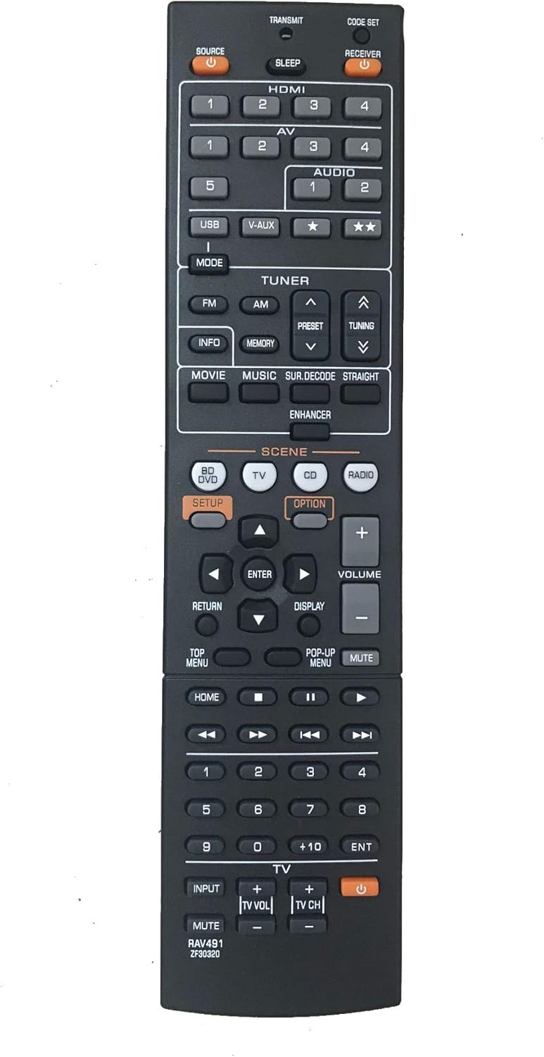 BOMAZ Replacement Remote Control for Yamaha RX-V765 RX-V665 HTR-3067 HTR-5064 YHT-4910U RX-V377 YHT-595BL AV Receiver - Image 1