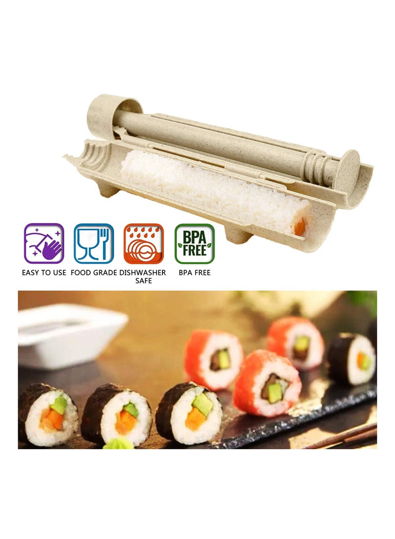 All-in-One Sushi Maker Kit - DIY Sushi Bazooka & Rice Roller Machine for Beginners - Easy Sushi Rolling Tool (Apricot Color) - Image 4