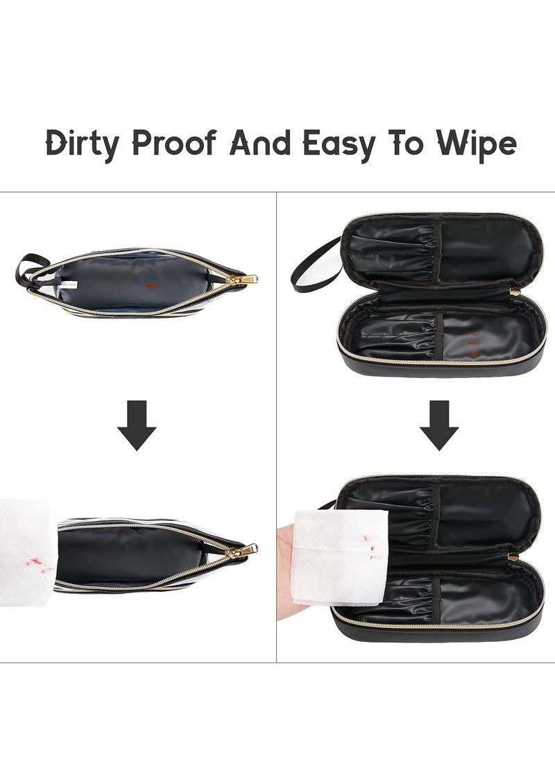 KHAJUL Travel Makeup Bag, Clear Cosmetic Bag Make Up Organizer TSA Approved Toiletry Bag, Waterproof Pouch for Women Purse for Toiletries Accessories Brushes (Black) - Image 4