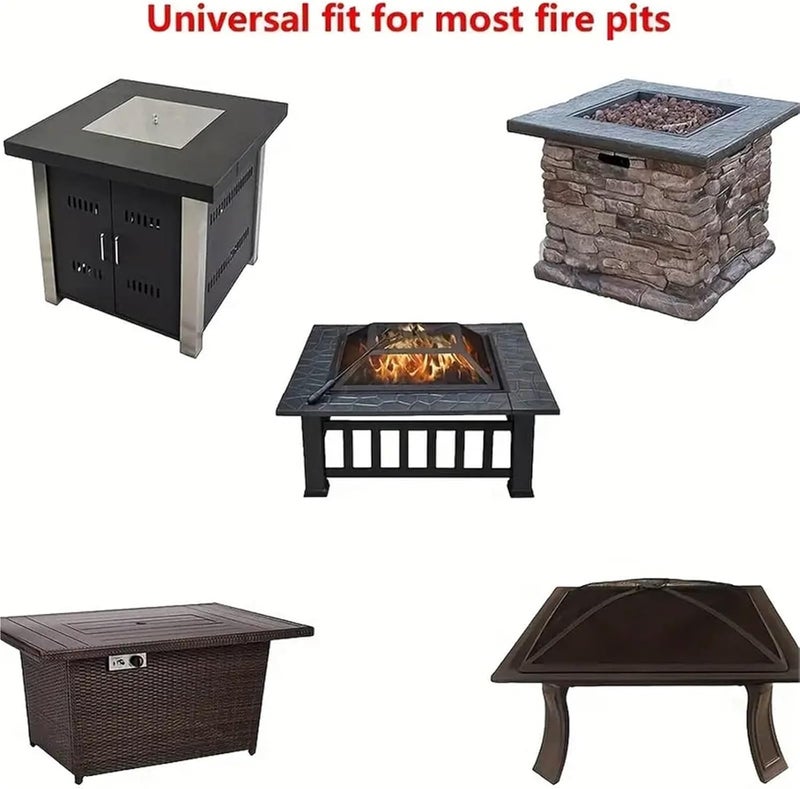 Fire Table Cover 2pcs Fire pit cover Rectangular outdoor fire table heavy duty waterproof patio propane gas For Outdoor Patio(76x76x63cm) - Image 4