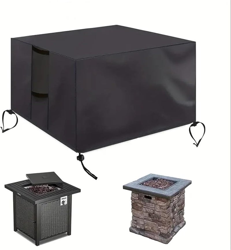 Fire Table Cover 2pcs Fire pit cover Rectangular outdoor fire table heavy duty waterproof patio propane gas For Outdoor Patio(76x76x63cm) - Image 3