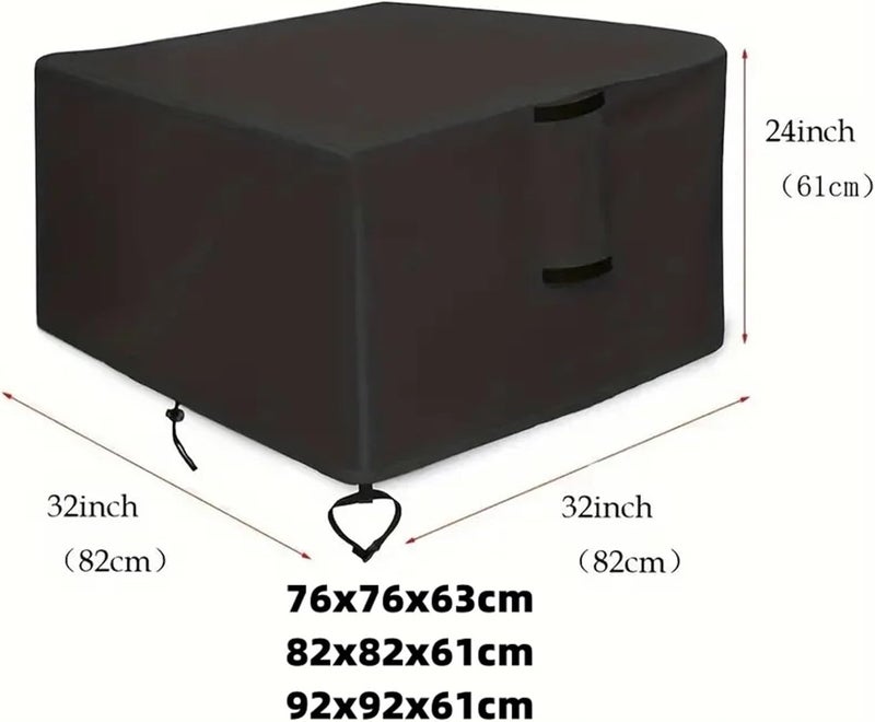 Fire Table Cover 2pcs Fire pit cover Rectangular outdoor fire table heavy duty waterproof patio propane gas For Outdoor Patio(76x76x63cm) - Image 2