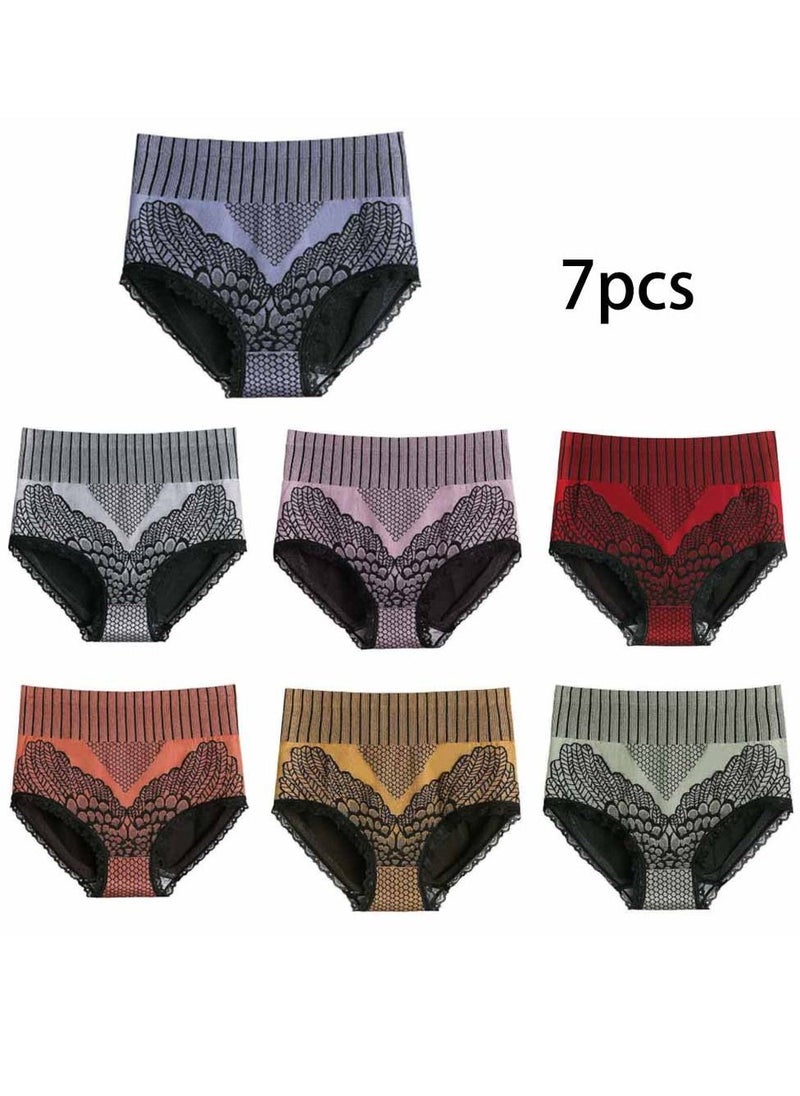 MRMISS - 7-Pieces Women Lace High Waist Abdomen And Hip Lifting Cotton Crotch Underwear - Image 1