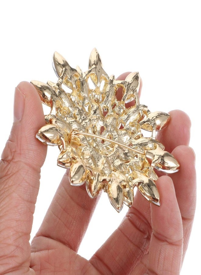 يوليف دبابيس وبروشات ذهبية للنساء، بروش زهرة عباد الشمس الكريستالي لتزيين الفساتين والقبعات، إكسسوار مثالي لحفلات أعياد الميلاد والعطلات - Image 4