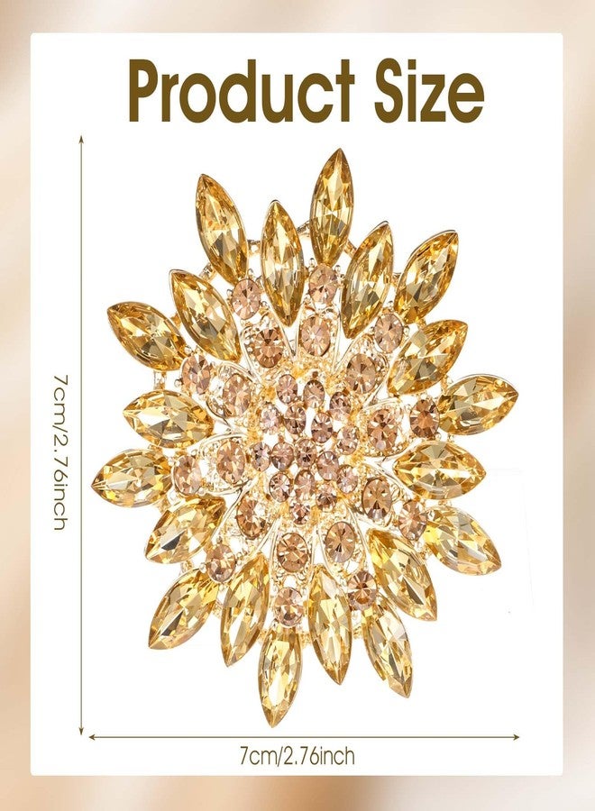 يوليف دبابيس وبروشات ذهبية للنساء، بروش زهرة عباد الشمس الكريستالي لتزيين الفساتين والقبعات، إكسسوار مثالي لحفلات أعياد الميلاد والعطلات - Image 2