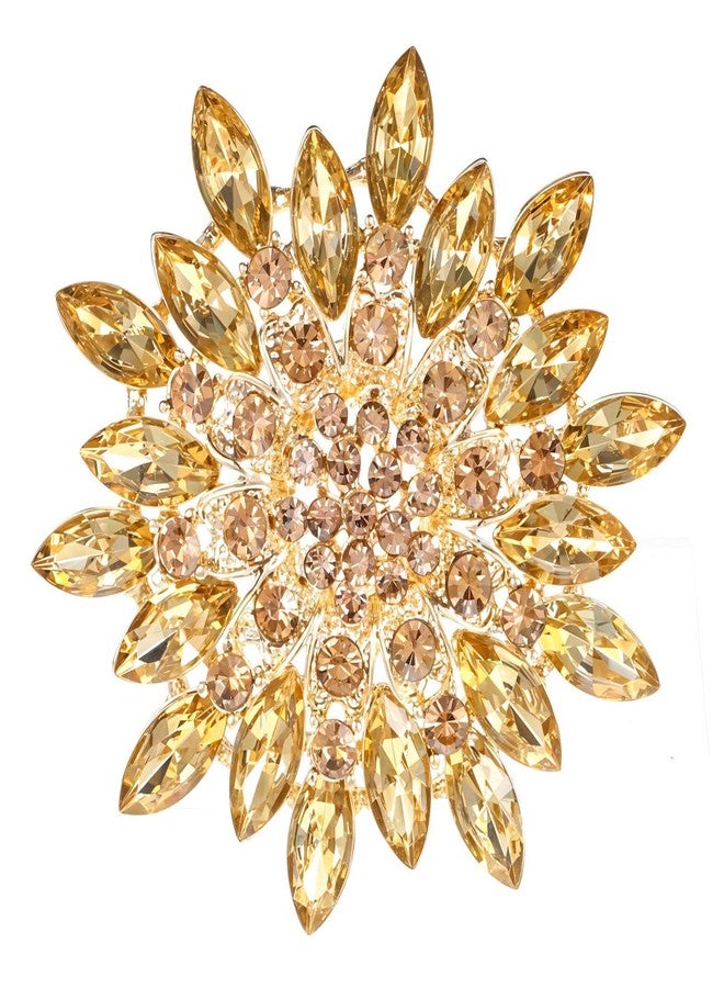 يوليف دبابيس وبروشات ذهبية للنساء، بروش زهرة عباد الشمس الكريستالي لتزيين الفساتين والقبعات، إكسسوار مثالي لحفلات أعياد الميلاد والعطلات - Image 1