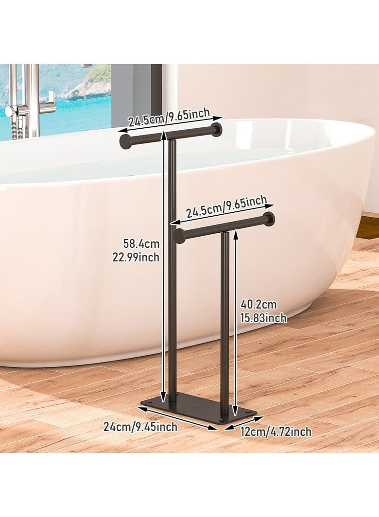 والالا حامل مناشف قائم بذاته، حامل مناشف أسود قائم بذاته، بدون حفر، حامل مناشف حمام للحمام المزخرف وغرفة المعيشة - Image 3