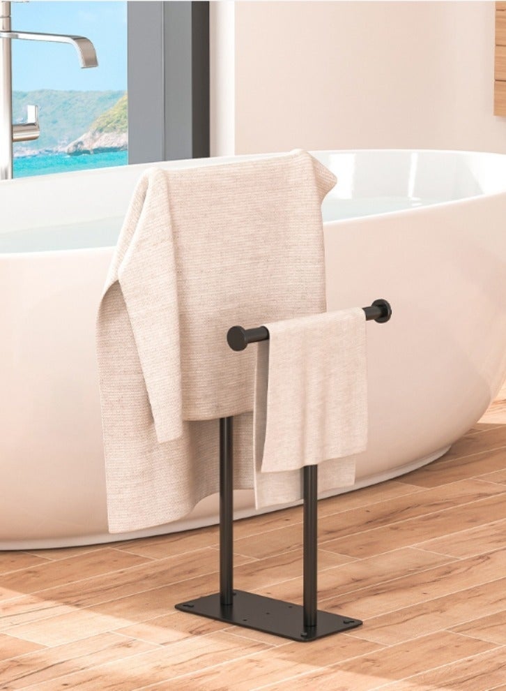 والالا حامل مناشف قائم بذاته، حامل مناشف أسود قائم بذاته، بدون حفر، حامل مناشف حمام للحمام المزخرف وغرفة المعيشة - Image 1