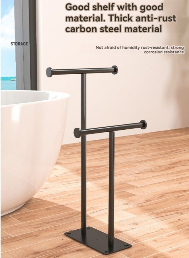 والالا حامل مناشف قائم بذاته، حامل مناشف أسود قائم بذاته، بدون حفر، حامل مناشف حمام للحمام المزخرف وغرفة المعيشة - Image 5