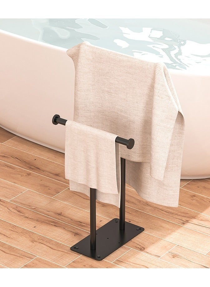 والالا حامل مناشف قائم بذاته، حامل مناشف أسود قائم بذاته، بدون حفر، حامل مناشف حمام للحمام المزخرف وغرفة المعيشة - Image 2