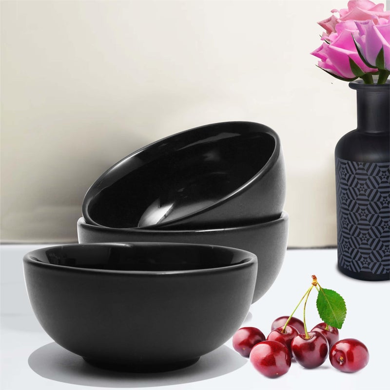 Pure Source India طقم أطباق شوربة سيراميك خالي من الرصاص من بيو سورس إنديا - 2 قطعة (200 مل، أسود) - Image 3
