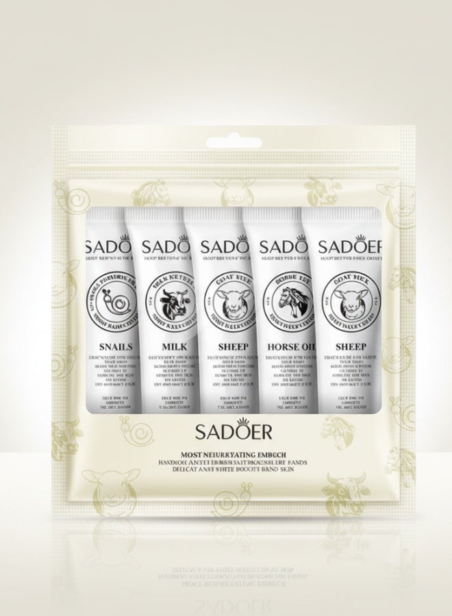 SADOER Hand Care and Whitening Cream Assorted Pack of 5 Moisturizing Nourishing Softening Skin Care Hand Cream - Image 1
