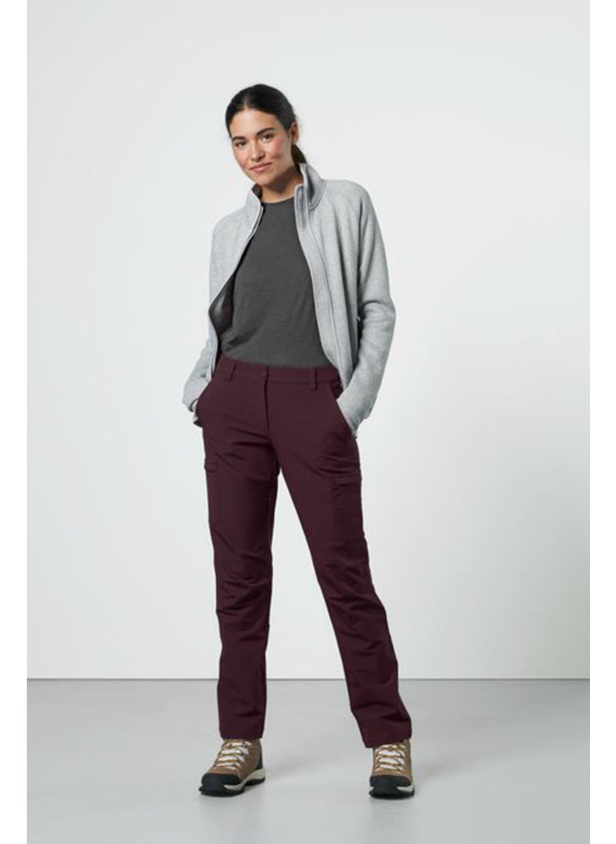 Tchibo Women Regular Fit Solid Stretchable Cargo Pant, Burgundy  - Image 1