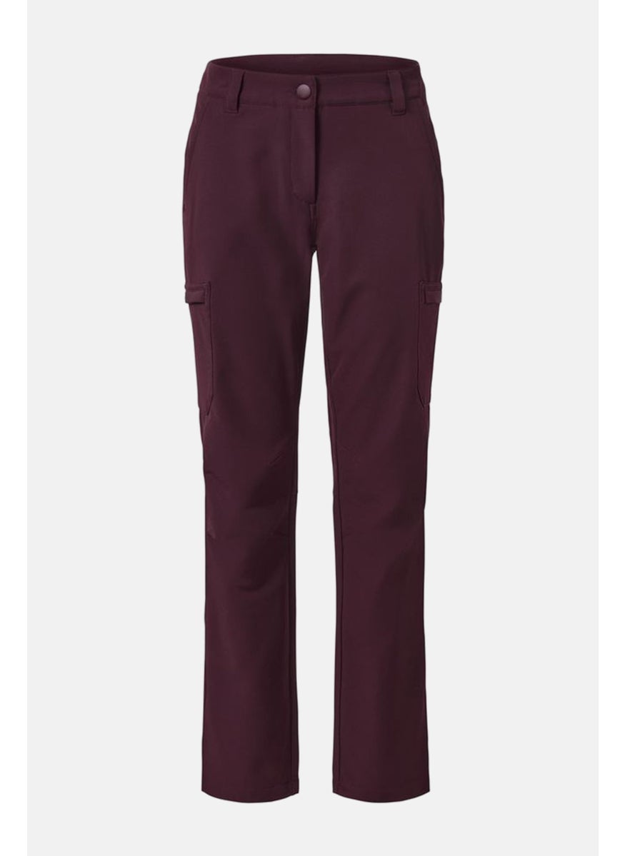Tchibo Women Regular Fit Solid Stretchable Cargo Pant, Burgundy  - Image 3