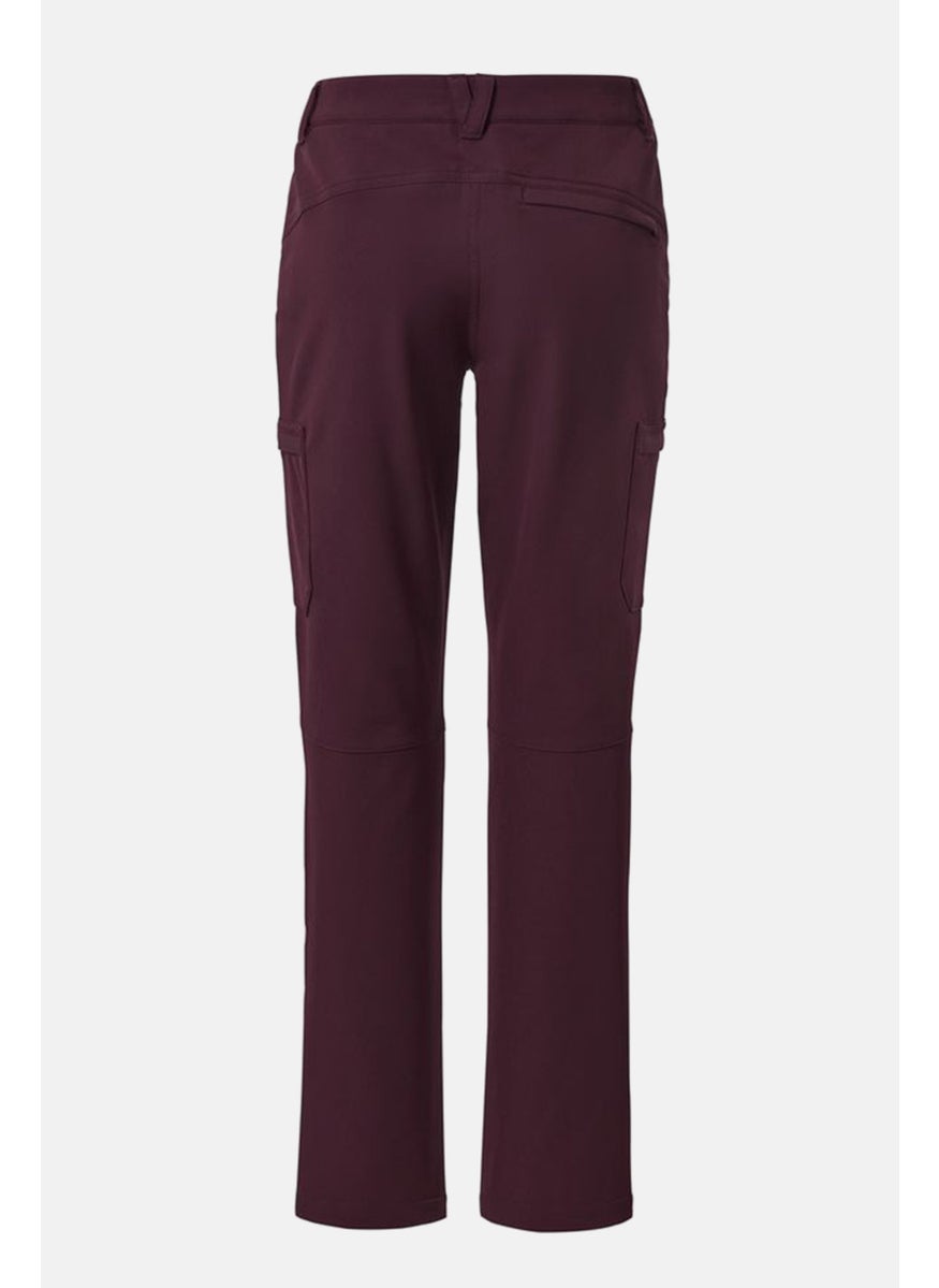 Tchibo Women Regular Fit Solid Stretchable Cargo Pant, Burgundy  - Image 2
