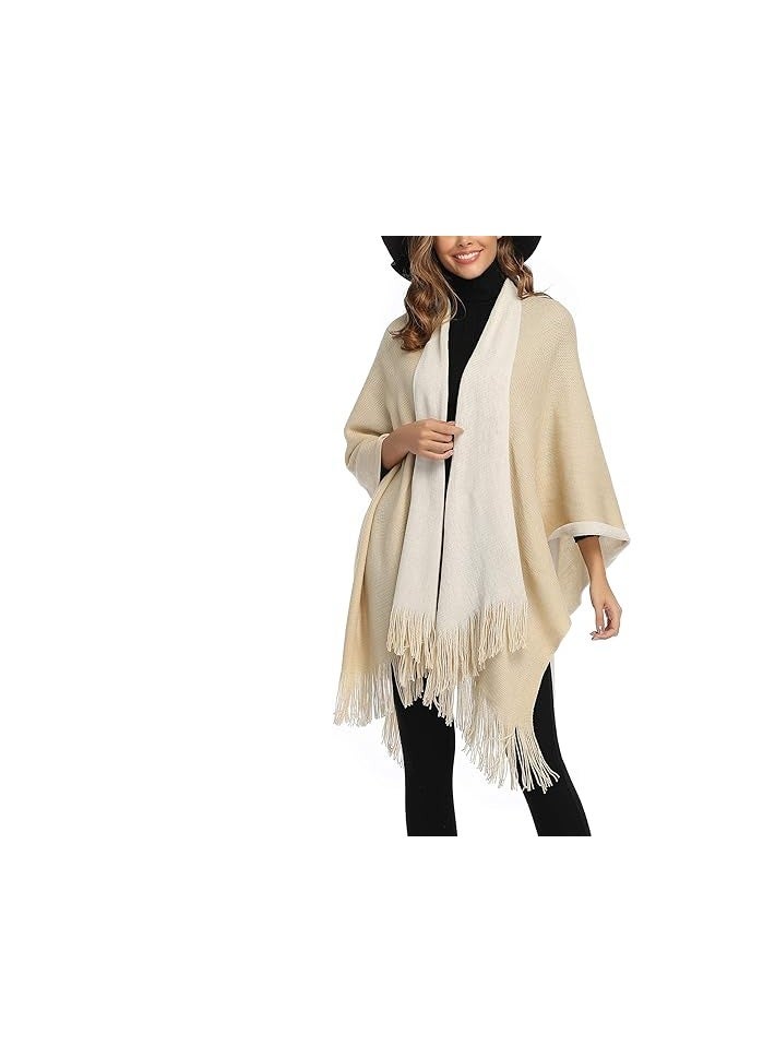 Women's Shawl Wrap Plus Size Cardigan Poncho Cape Open Front Long Winter Sweater Coat - Image 3
