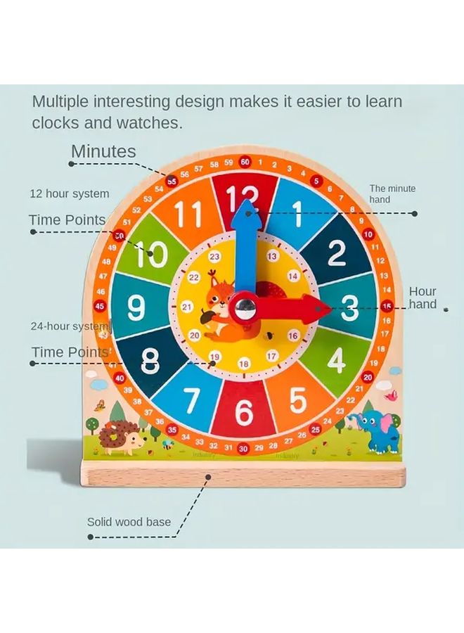 Wooden Teaching Clock With 55 Learning Cards For Kids Time Telling Skills Ages 3 12 - Image 3