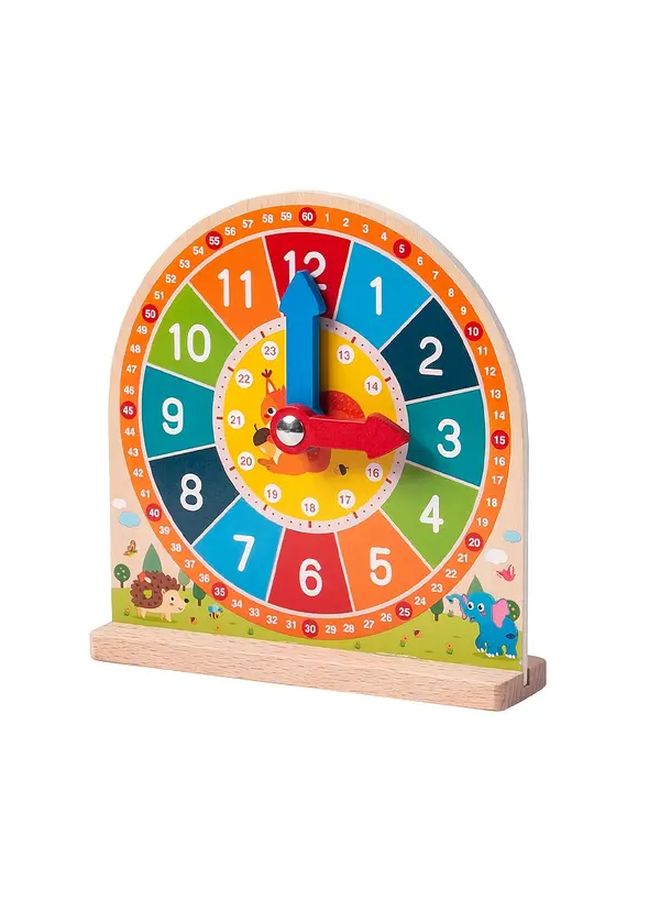 Wooden Teaching Clock With 55 Learning Cards For Kids Time Telling Skills Ages 3 12 - Image 1