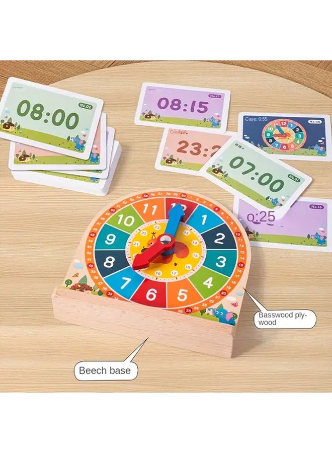 Wooden Teaching Clock With 55 Learning Cards For Kids Time Telling Skills Ages 3 12 - Image 5