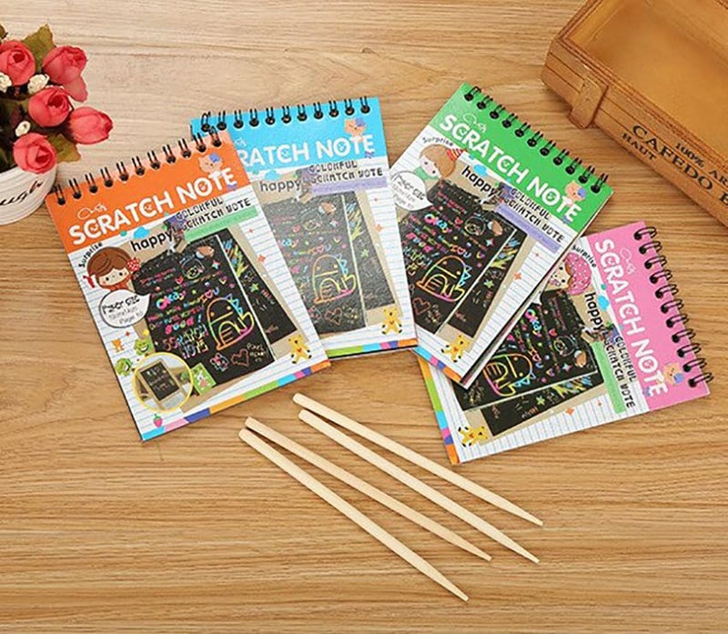 GLUN® ® Scratch Notepad with Magical Rainbow Color, Pencil Stick Notepad, Educational Toy for Kids Pack of 10 - Image 4