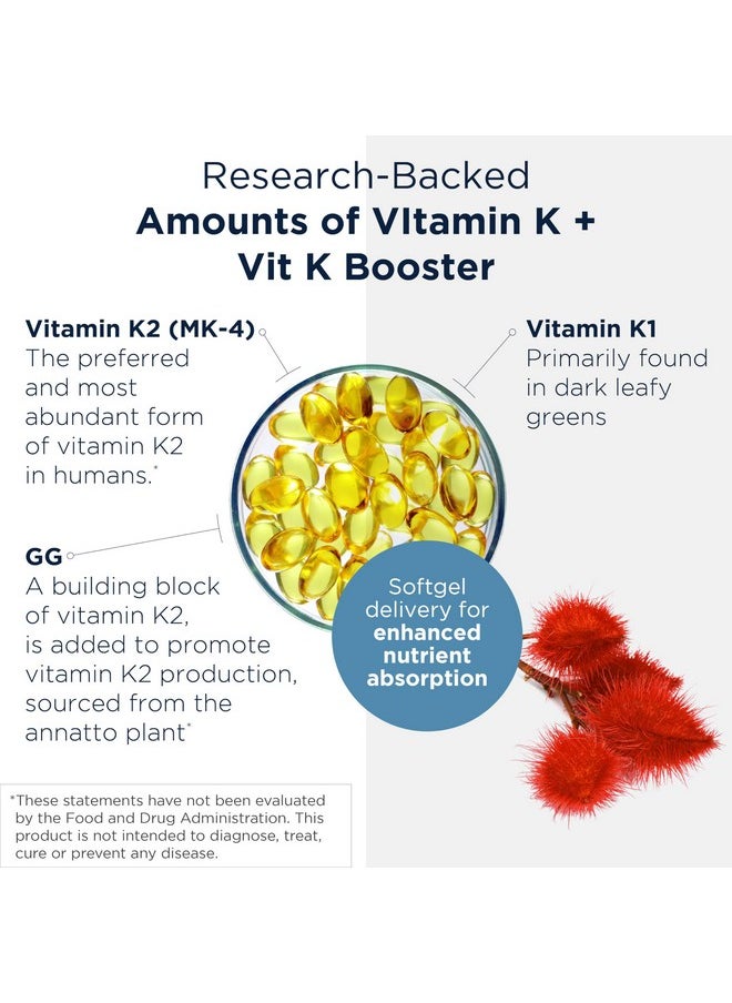 Designs for Health BRF 45 - Vitamin K1 + Vitamin K2 as MK-4 to Promote Bone Strength, Healthy Aging + Arterial Health - 2 Forms of Vitamin K + GG to Aid Vitamin K2 MK4 Production (60 Softgels)
