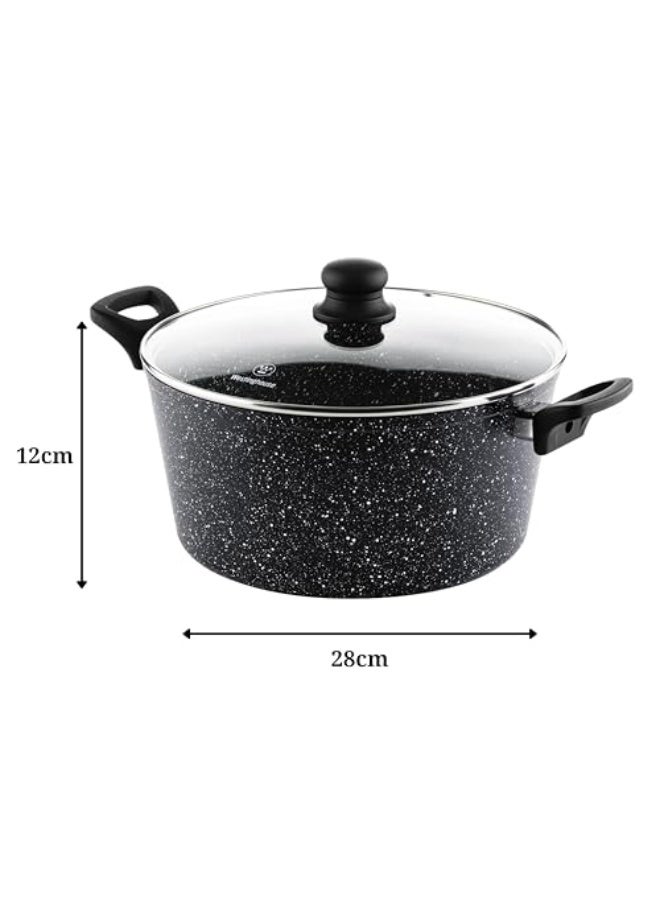 Westinghouse طاجن ويستينغهاوس الأمريكية مع غطاء 28 سم - ألمنيوم مضغوط، رخام أسود، أواني طهي خفيفة الوزن غير لاصقة للطهي الصحي، أواني طهي بطبقة غير لاصقة، متينة وسهلة التنظيف - Image 3