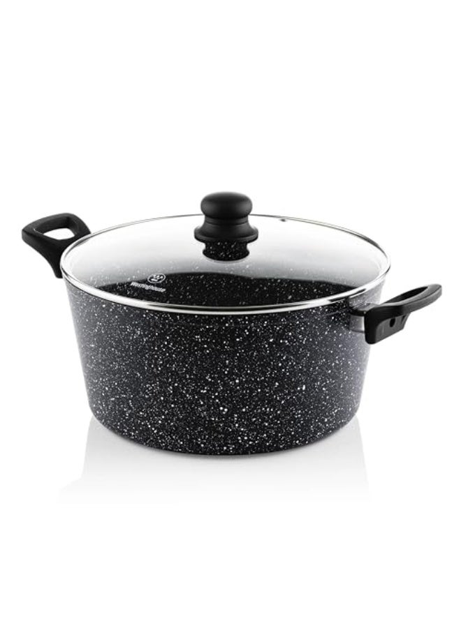 Westinghouse طاجن ويستينغهاوس الأمريكية مع غطاء 28 سم - ألمنيوم مضغوط، رخام أسود، أواني طهي خفيفة الوزن غير لاصقة للطهي الصحي، أواني طهي بطبقة غير لاصقة، متينة وسهلة التنظيف - Image 1