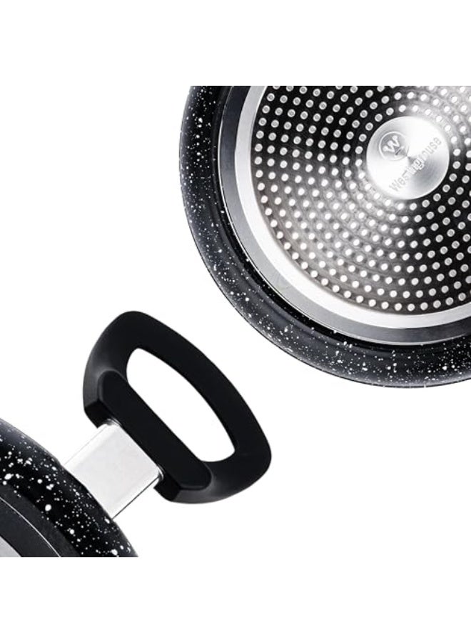 Westinghouse طاجن ويستينغهاوس الأمريكية مع غطاء 28 سم - ألمنيوم مضغوط، رخام أسود، أواني طهي خفيفة الوزن غير لاصقة للطهي الصحي، أواني طهي بطبقة غير لاصقة، متينة وسهلة التنظيف - Image 2