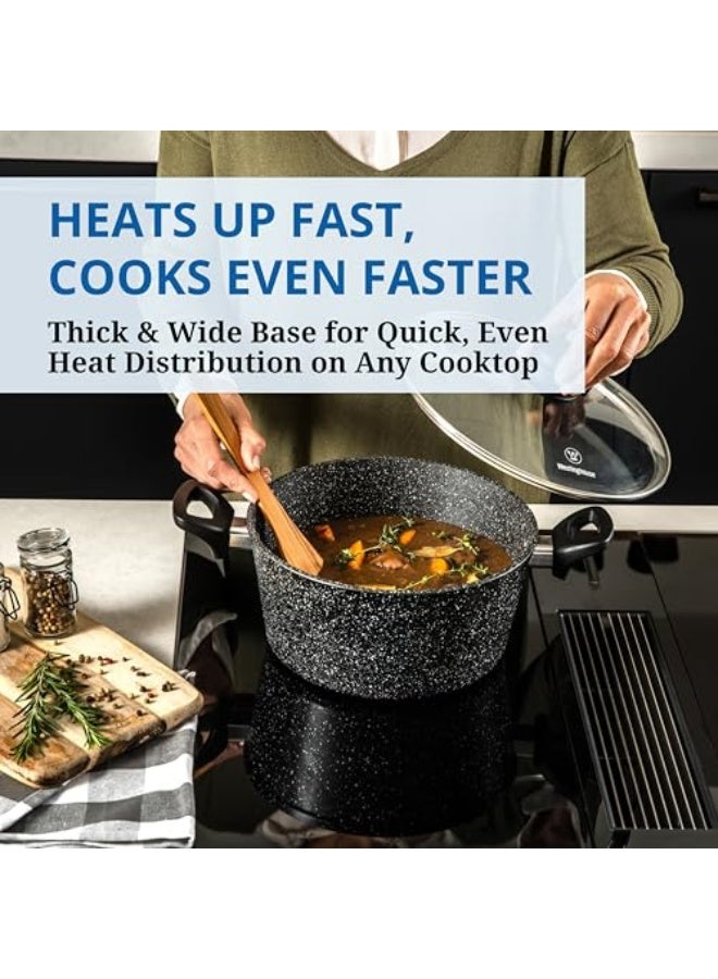 Westinghouse طاجن ويستينغهاوس الأمريكية مع غطاء 28 سم - ألمنيوم مضغوط، رخام أسود، أواني طهي خفيفة الوزن غير لاصقة للطهي الصحي، أواني طهي بطبقة غير لاصقة، متينة وسهلة التنظيف - Image 5