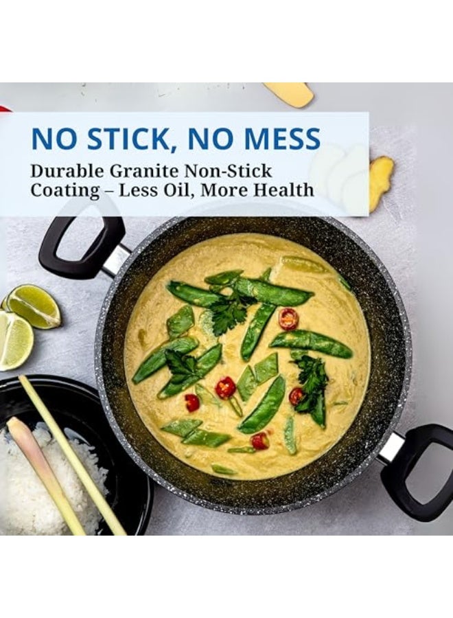 Westinghouse طاجن ويستينغهاوس الأمريكية مع غطاء 28 سم - ألمنيوم مضغوط، رخام أسود، أواني طهي خفيفة الوزن غير لاصقة للطهي الصحي، أواني طهي بطبقة غير لاصقة، متينة وسهلة التنظيف - Image 4