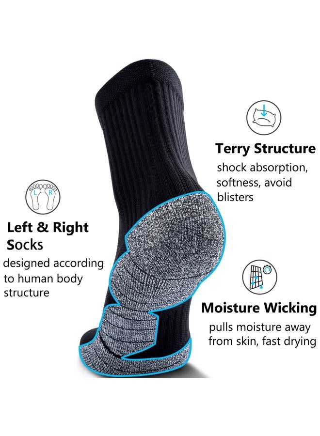 CWVLC Unisex Cushioned Compression Sport Quarter Socks, 4-pairs Black, M - Image 5