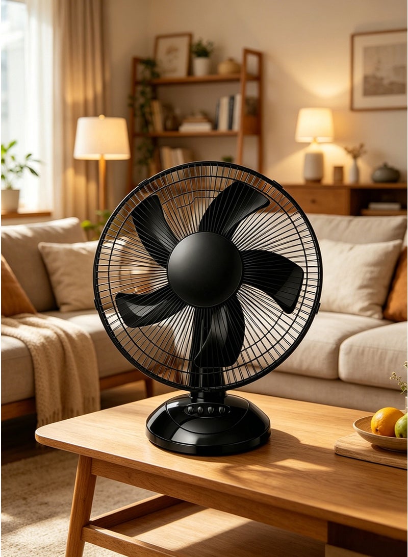 TAPIT 16-Inch Desk Fan for Home Use - Table Fan for Office, Student Dorm, 5-Blade 3-Speed Oscillating Electric Fan, High Airflow Energy-Saving Cooling Fan (Black) - Image 2