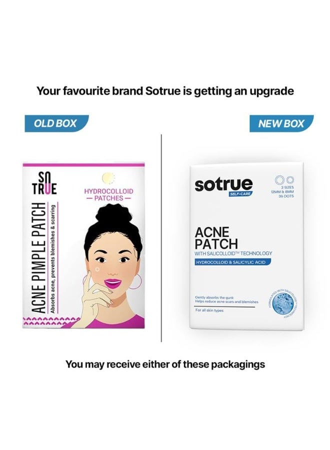So True Sotrue Acne Pimple Patches For Face | For Active Surface Acne | Hydrocolloid Waterproof Patches | Absorbs Pimple Overnight, Reduces Excess Oil | Suits All Skin Types (36 Patches) - Image 2
