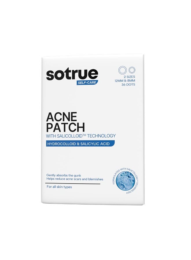 So True Sotrue Acne Pimple Patches For Face | For Active Surface Acne | Hydrocolloid Waterproof Patches | Absorbs Pimple Overnight, Reduces Excess Oil | Suits All Skin Types (36 Patches) - Image 1