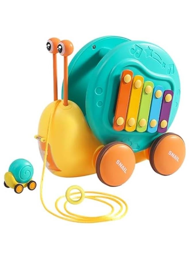 Pull Along Toddler Toys Snail Xylophone Toy Montessori Toddler Toys Learning Fine Motor Skills Busy Learners Toy Preschool Game for 2 3 4 Year Old 18 Months Girl Boy Kids - Image 1