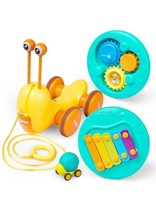 Pull Along Toddler Toys Snail Xylophone Toy Montessori Toddler Toys Learning Fine Motor Skills Busy Learners Toy Preschool Game for 2 3 4 Year Old 18 Months Girl Boy Kids - Image 2