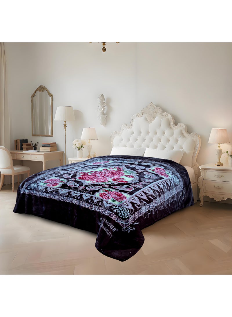 ستارجولد بطانية راشيل بريميوم 200×240 سم، تصميم 8، مكونة من طبقتين، ناعمة للغاية ودافئة، ثقيلة الوزن، فاخرة، منقوشة بنقشة زهور، مناسبة للشتاء وجميع الفصول، لحاف من الفلانيل مضاد للحساسية، قابل للتهوية، غطاء سرير مريح للغاية، متين، مقاوم للبهتان، عبوة هدايا أنيقة