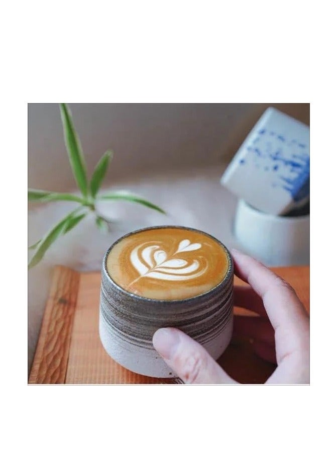 Liying Vintage Ceramic Coffee Cup190ml, Handmade Art design cup for coffee, Cappuccino, Tea #3 (Black)  - Image 2