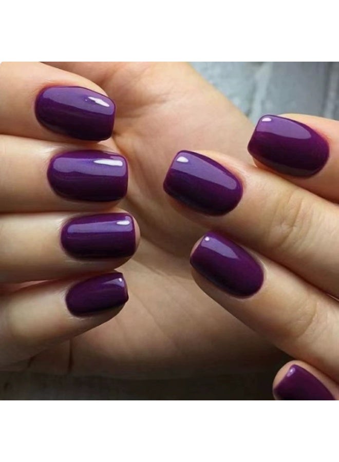 Goolsky Women's Purple Solid-Color Press-on Nails Minimalist Style Hot Girl Fake Nail Tips Fashion Reusable Wearable Manicure Accessories - Image 1
